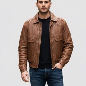 Wilson vintage Tan/ brown Leather Bomber Jacket